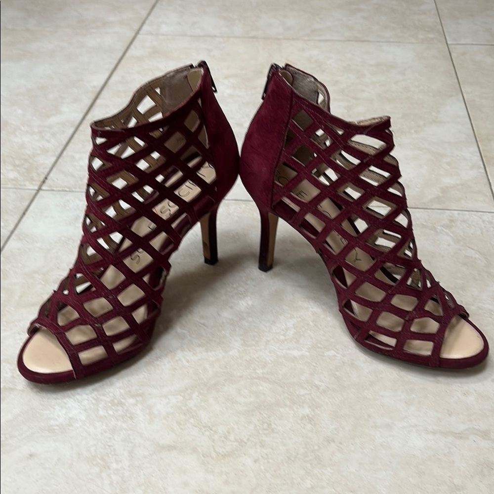 Sole Society Burgundy Caged Heels